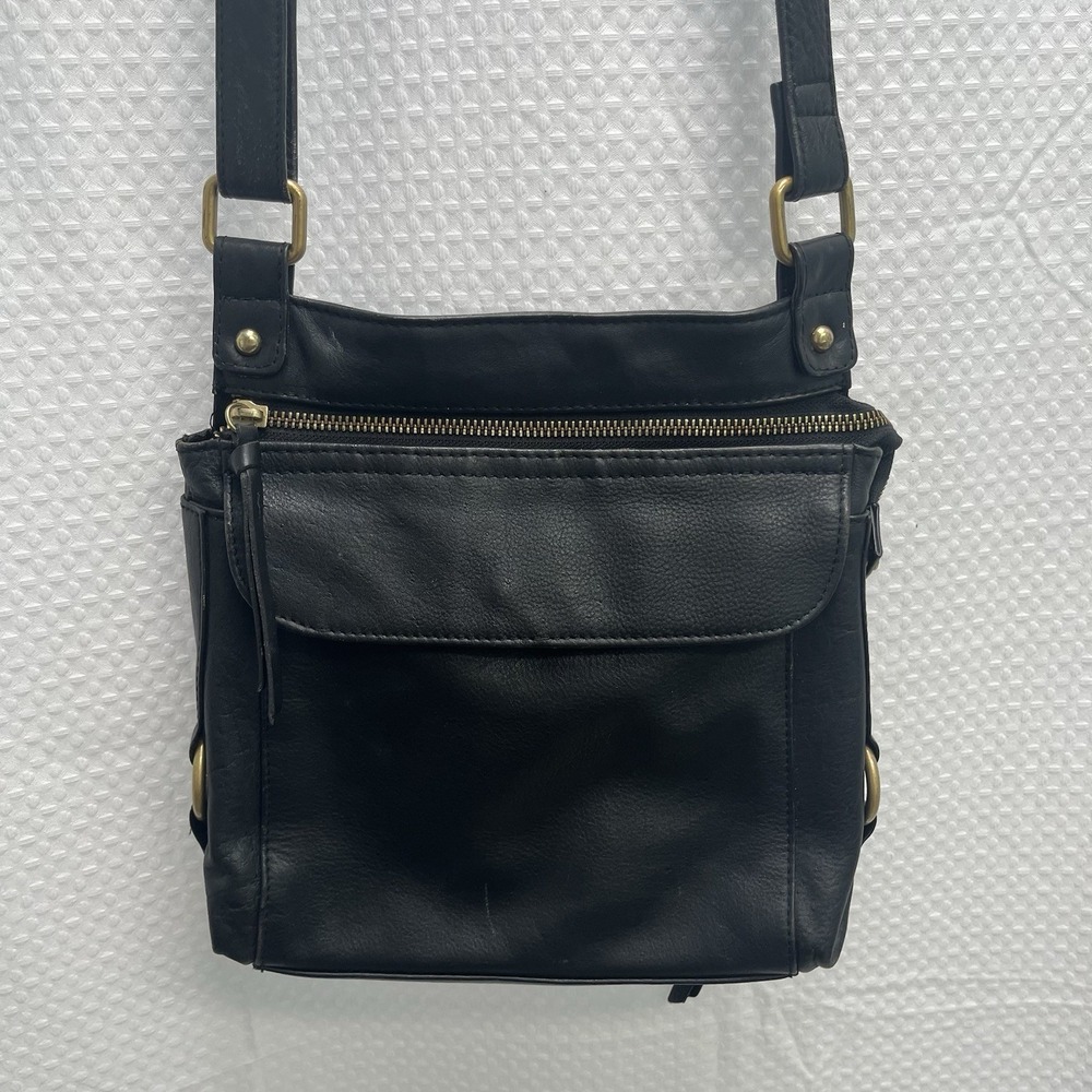 Great American Leather Works Black Messenger Crossbody Bag Boho‎ Travel
